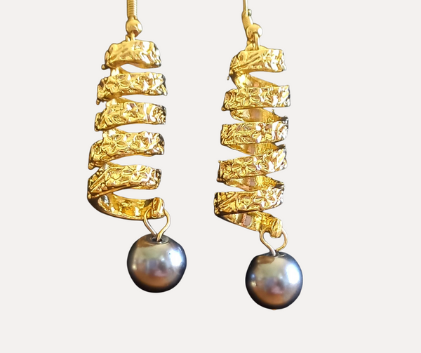 Polynesian Style Gold Earrings
